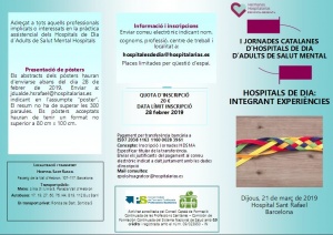 I Jornades Catalanes d'Hospitals de Dia d'Adults de Salut Mental